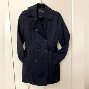 Express Navy Blue Double Breasted Trenchcoat